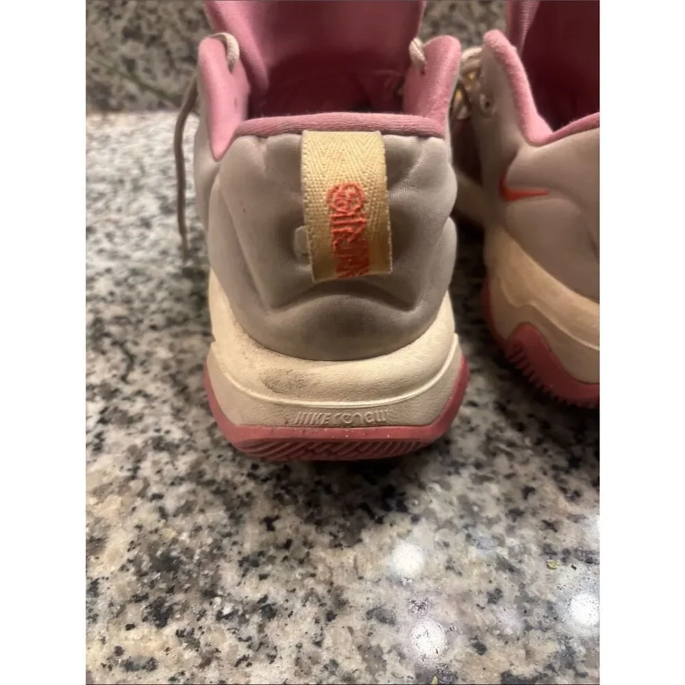 Nike Giannis Immortality 3 Neutral-Tone Athletic Sneakers with Pink Accents